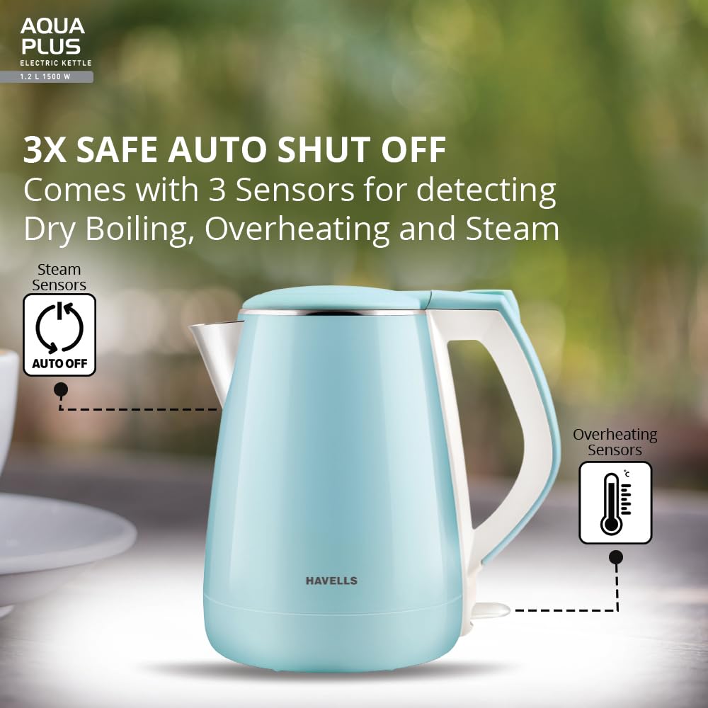 Havells Aqua Plus Electric Kettle 1.2 Litre, 1250 Watt